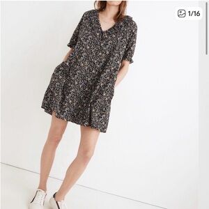 NWT Madewell Black ruffle Mini Dress